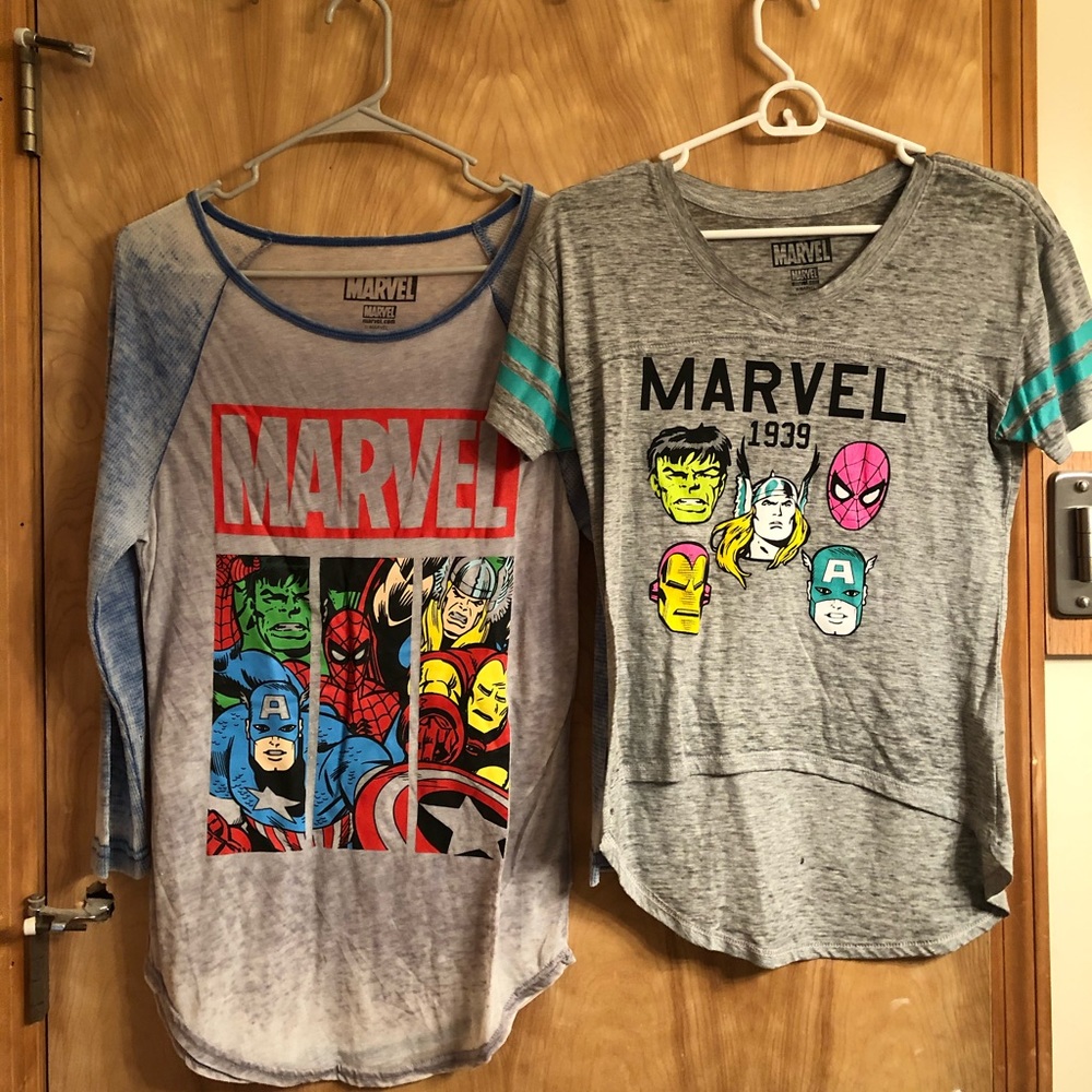 Two gently worn Women’s Marvel t-shirts
